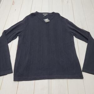 Steve and Barrys black cable knit sweater pullover NWT V neck Grandpa core